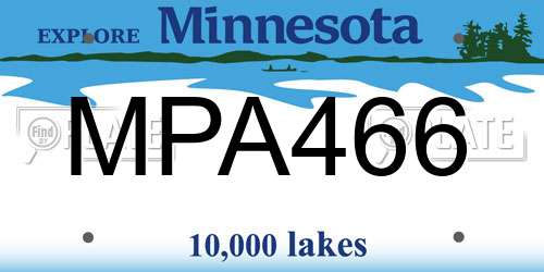 MPA466 Minnesota License Plate