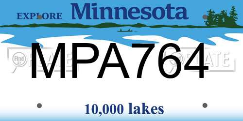 MPA764 Minnesota License Plate