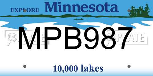 MPB987 Minnesota License Plate