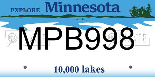 MPB998 Minnesota License Plate