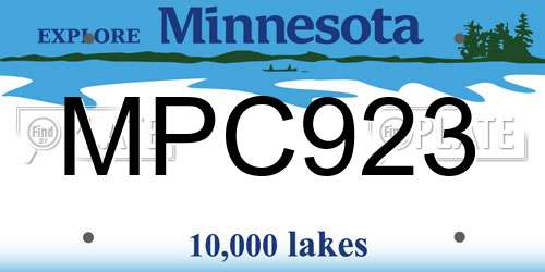 MPC923 Minnesota License Plate
