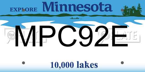 MPC92E Minnesota License Plate
