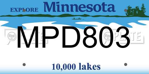 MPD803 Minnesota License Plate