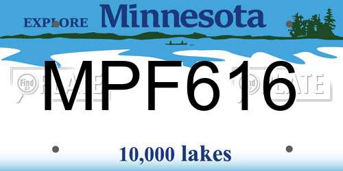 MPF616 Minnesota License Plate
