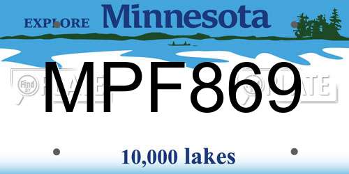 MPF869 Minnesota License Plate