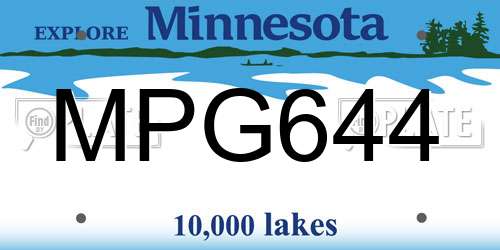 MPG644 Minnesota License Plate
