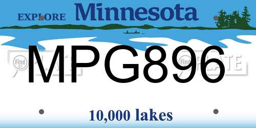 MPG896 Minnesota License Plate