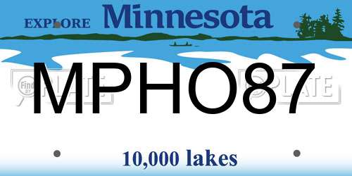 MPHO87 Minnesota License Plate