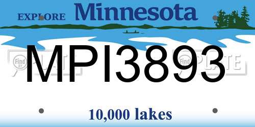 MPI3893 Minnesota License Plate