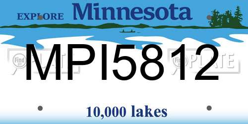 MPI5812 Minnesota License Plate