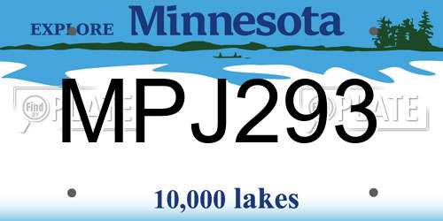 MPJ293 Minnesota License Plate