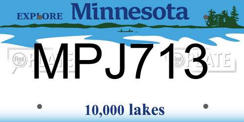 MPJ713 Minnesota License Plate