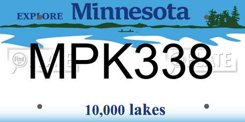 MPK338 Minnesota License Plate
