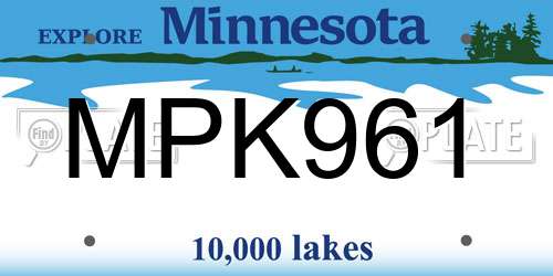 MPK961 Minnesota License Plate