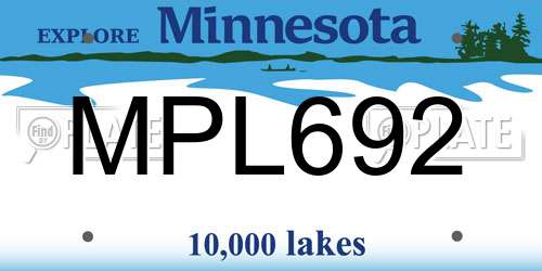 MPL692 Minnesota License Plate