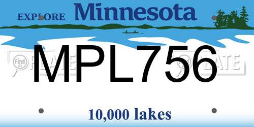 MPL756 Minnesota License Plate