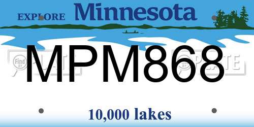 MPM868 Minnesota License Plate