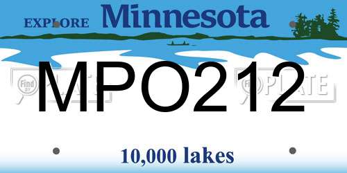 MPO212 Minnesota License Plate