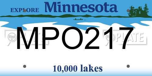 MPO217 Minnesota License Plate