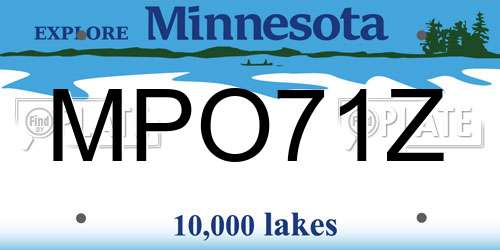 MPO71Z Minnesota License Plate
