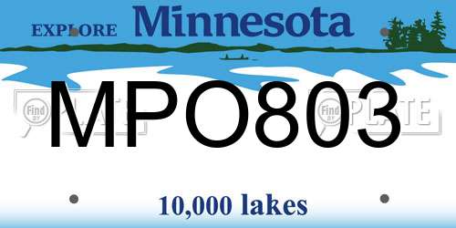 MPO803 Minnesota License Plate