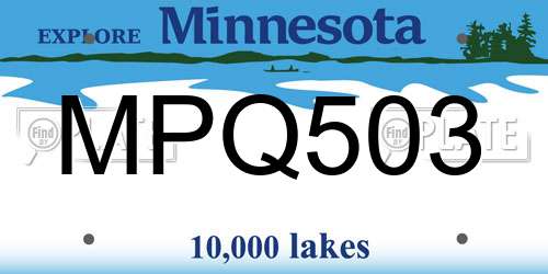 MPQ503 Minnesota License Plate