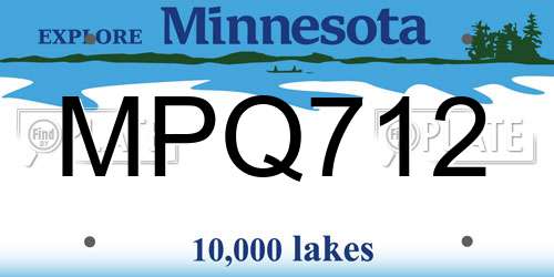 MPQ712 Minnesota License Plate