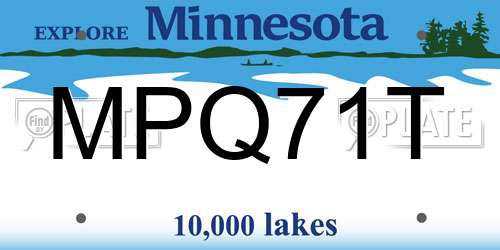 MPQ71T Minnesota License Plate