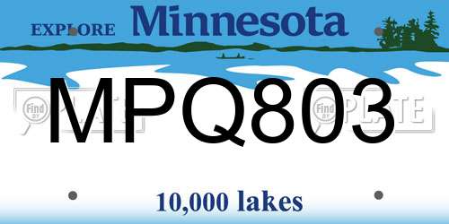MPQ803 Minnesota License Plate