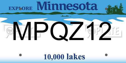 MPQZ12 Minnesota License Plate
