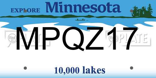 MPQZ17 Minnesota License Plate