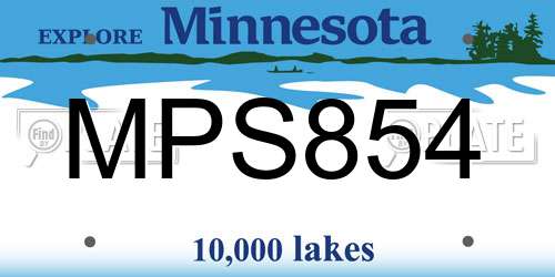 MPS854 Minnesota License Plate