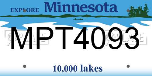 MPT4093 Minnesota License Plate