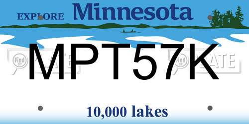 MPT57K Minnesota License Plate