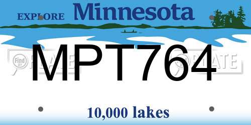 MPT764 Minnesota License Plate