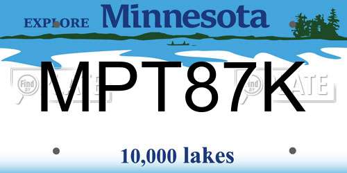 MPT87K Minnesota License Plate