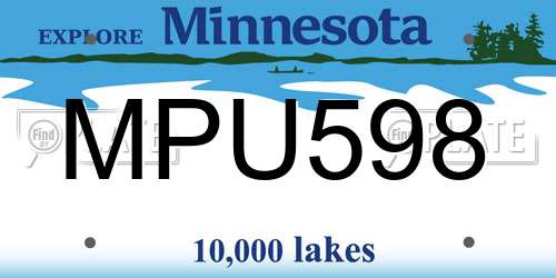 MPU598 Minnesota License Plate