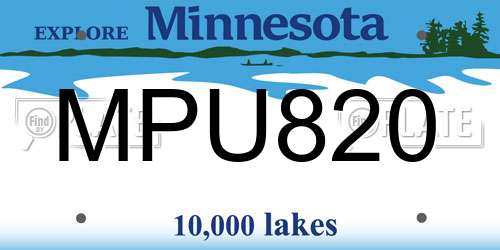 MPU820 Minnesota License Plate