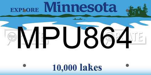 MPU864 Minnesota License Plate