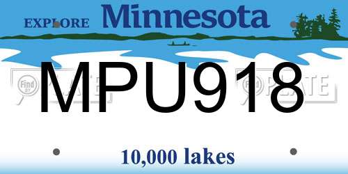 MPU918 Minnesota License Plate
