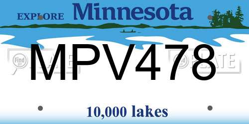 MPV478 Minnesota License Plate