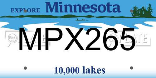 MPX265 Minnesota License Plate