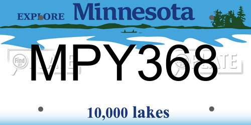 MPY368 Minnesota License Plate