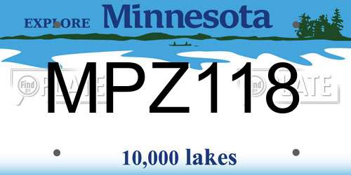 MPZ118 Minnesota License Plate