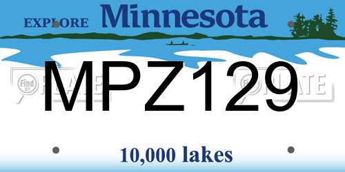 MPZ129 Minnesota License Plate