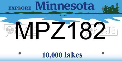 MPZ182 Minnesota License Plate