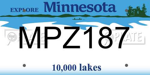 MPZ187 Minnesota License Plate