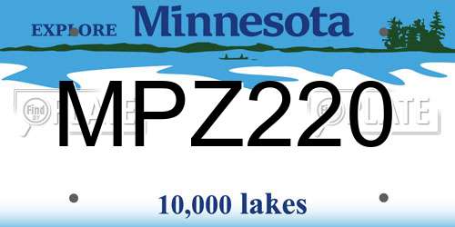 MPZ220 Minnesota License Plate