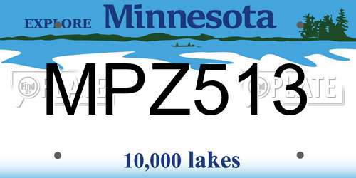 MPZ513 Minnesota License Plate