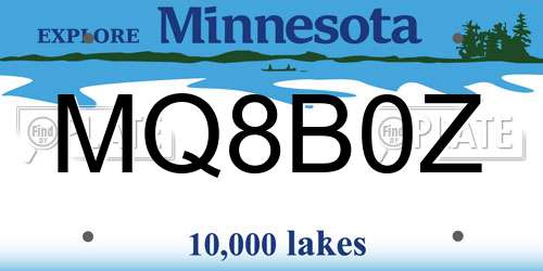 MQ8B0Z Minnesota License Plate